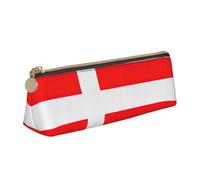 VPPUR Denmark Danish Flag Print Daily Small Pencil Case Triangle Pouch with Zippered Pen Holder for Writing Tools, White, One Size