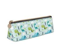 VPPUR Dinosaur pattern Print Daily Small Pencil Case Triangle Pouch with Zippered Pen Holder for Writing Tools, White, One Size