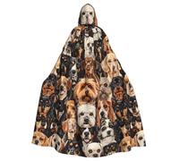VPPUR Dogs Pattern Print Full Length Hooded Unisex Cloak For Halloween Cosplay And Medieval Festivals