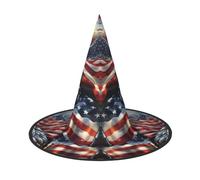 VPPUR Eagle With Usa Flag Print Halloween Witch Hat Unisex Carnival Costume Accessory Cap Parties Themed Events