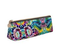 VPPUR Exotic Tribe Tie Dye Style Print Daily Small Pencil Case Triangle Pouch with Zippered Pen Holder for Writing Tools, White, One Size