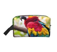 VPPUR Fantastic Parrot Feather 1 Print Large Capacity Zippered Storage Bag Travel Cosmetic Organizer for Toiletries Makeup, White, One Size