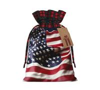 VPPUR Firefighter American Flag Printing Eco-Friendly Xmas Drawstring Versatile Gift Bags Christmas Birthday Wrapping Needs