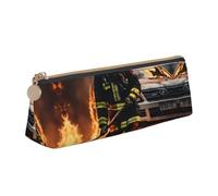 VPPUR Firefighter Fireman Flame Print Daily Small Pencil Case Triangle Pouch with Zippered Pen Holder for Writing Tools, White, One Size