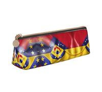 VPPUR Flag of Venezuela Print Daily Small Pencil Case Triangle Pouch with Zippered Pen Holder for Writing Tools, White, One Size