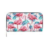 VPPUR Flamingo bird Green Plant Leaf Print Hand Wallet Crafted Lady Wallet for Women Wallet Clutch for Travel Casual Trendy, Black, One Size, Art, Black, One Size, Art