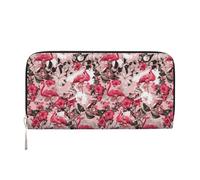 VPPUR Flamingo Floral Printed Print Hand Wallet Crafted Lady Wallet for Women Wallet Clutch for Travel Casual Trendy, Black, One Size, Art, Black, One Size, Art