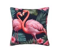 VPPUR Flamingo Love Flowers Print Stylish Square Cushion Cases Fbed Decor Pillowcases Multiple Use Easy Maintenance