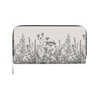 VPPUR Floral Herbs Botanical Engraving Print Hand Wallet Crafted Lady Wallet for Women Wallet Clutch for Travel Casual Trendy, Black, One Size, Art, Black, One Size, Art