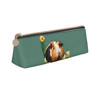 VPPUR flower guinea pig Print Daily Small Pencil Case Triangle Pouch with Zippered Pen Holder for Writing Tools, White, One Size