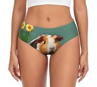 VPPUR Flower Guinea Pig Print Women'S Briefs (Xs-4xl) Ladies Full Coverage Panties Seamless Breathable Briefs, Black, M