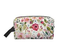 VPPUR flower leaf Print Large Capacity Zippered Storage Bag Travel Cosmetic Organizer for Toiletries Makeup, White, One Size