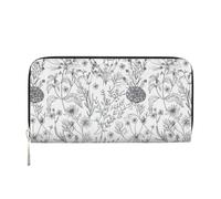 VPPUR Flowering Herbs and Herbaceous Plants Print Hand Wallet Crafted Lady Wallet for Women Wallet Clutch for Travel Casual Trendy, Black, One Size, Art, Black, One Size, Art