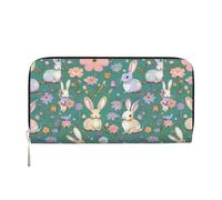 VPPUR Flowers Bunnies Birds Print Hand Wallet Crafted Lady Wallet for Women Wallet Clutch for Travel Casual Trendy, Black, One Size, Art, Black, One Size, Art