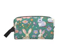 VPPUR Flowers Bunnies Birds Print Large Capacity Zippered Storage Bag Travel Cosmetic Organizer for Toiletries Makeup, White, One Size