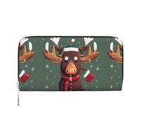 VPPUR Funny Christmas Moose head Print Hand Wallet Crafted Lady Wallet for Women Wallet Clutch for Travel Casual Trendy, Black, One Size, Art, Black, One Size, Art