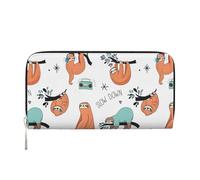 VPPUR funny Cute Animal Sloth Music Print Hand Wallet Crafted Lady Wallet for Women Wallet Clutch for Travel Casual Trendy, Black, One Size, Art
