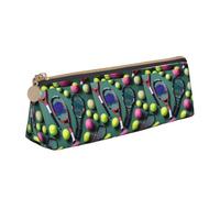 VPPUR Funny Tennis Racquets and Tennis Balls Print Daily Small Pencil Case Triangle Pouch with Zippered Pen Holder for Writing Tools, White, One Size