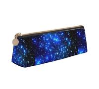 VPPUR Galaxy Stars Print Daily Small Pencil Case Triangle Pouch with Zippered Pen Holder for Writing Tools, White, One Size