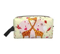 VPPUR Giraffe Heart Flower Butterfly Print Large Capacity Zippered Storage Bag Travel Cosmetic Organizer for Toiletries Makeup, White, One Size