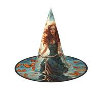 VPPUR Girl Bicycle Butterfly Print Halloween Witch Hat Unisex Carnival Costume Accessory Cap Parties Themed Events