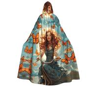 VPPUR Girl Bicycle Butterfly Print Unisex Adult Hooded Cloak Costume Halloween Christmas Carnival Theme Parties