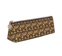 VPPUR Golden Retrievers Print Daily Small Pencil Case Triangle Pouch with Zippered Pen Holder for Writing Tools, White, One Size