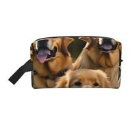 VPPUR Golden Retrievers Print Large Capacity Zippered Storage Bag Travel Cosmetic Organizer for Toiletries Makeup, White, One Size