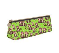 VPPUR Green Clever Monkey Print Daily Small Pencil Case Triangle Pouch with Zippered Pen Holder for Writing Tools, White, One Size
