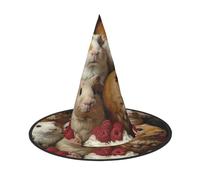 VPPUR Guinea Pigs And Cupcakes Print Halloween Witch Hat Unisex Carnival Costume Accessory Cap Parties Themed Events