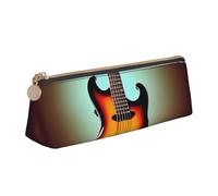 VPPUR Guitar Bass Music Musical Instrument Print Daily Small Pencil Case Triangle Pouch with Zippered Pen Holder for Writing Tools, White, One Size