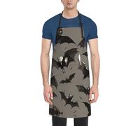 VPPUR Halloween Bats Grey Print 28x33 In work apron Waterproof Adult Pocket Apron Stylish Functional Painting Apron, Black, One size