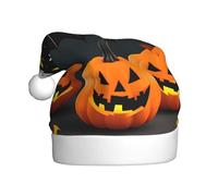 VPPUR Halloween Moon Bat Pumpkin Print Adult Unisex Christmas Hat Festive For Xmas Party Holiday Santa Cap Seasonal Decor