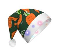 VPPUR Happy Carrot Print Christmas Hat Adults Novelty Santa Hat Led Lights Holiday Parties Xmas Tree Hat