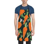 VPPUR Happy carrot seamless pattern Print 28x33 In work apron Waterproof Adult Pocket Apron Stylish Functional Painting Apron, Black, One Size, Black, One Size