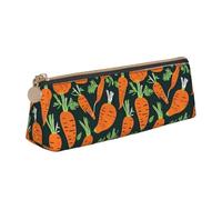 VPPUR Happy carrot seamless pattern Print Daily Small Pencil Case Triangle Pouch with Zippered Pen Holder for Writing Tools, White, One Size