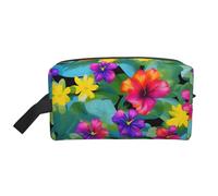 VPPUR Hawaiian Colorful Flower Print Large Capacity Zippered Storage Bag Travel Cosmetic Organizer for Toiletries Makeup, White, One Size