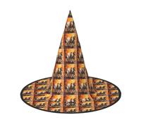 VPPUR Horses Running Art Print Halloween Witch Hat Unisex Carnival Costume Accessory Cap Parties Themed Events