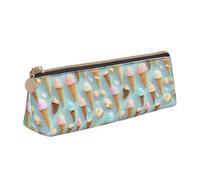 VPPUR ice cream and Waffle Pattern Print Daily Small Pencil Case Triangle Pouch with Zippered Pen Holder for Writing Tools, White, One Size