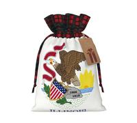 VPPUR Illinois State Flag Printing Eco-Friendly Xmas Drawstring Versatile Gift Bags Christmas Birthday Wrapping Needs