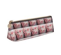 VPPUR Japanese Cherry Flowers Print Daily Small Pencil Case Triangle Pouch with Zippered Pen Holder for Writing Tools, White, One Size