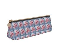 VPPUR Japanese Cherry Flowers Print Daily Small Pencil Case Triangle Pouch with Zippered Pen Holder for Writing Tools, White, One Size