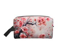 VPPUR Japanese Cherry Flowers Print Large Capacity Zippered Storage Bag Travel Cosmetic Organizer for Toiletries Makeup, White, One Size