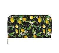VPPUR Lemon and Flower Print Hand Wallet Crafted Lady Wallet for Women Wallet Clutch for Travel Casual Trendy, Black, One Size, Art, Black, One Size, Art
