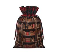 VPPUR Library Bookshelf Printing Eco-Friendly Xmas Drawstring Versatile Gift Bags Christmas Birthday Wrapping Needs