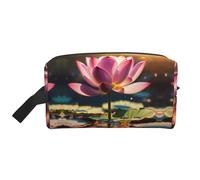 VPPUR Lotus Flowers Pink Print Large Capacity Zippered Storage Bag Travel Cosmetic Organizer for Toiletries Makeup, White, One Size