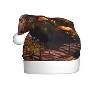 VPPUR Magic Mushroom Print Santa Hat Adult For Holiday New Year Celebrations Xmas Cap Seasonal Decor Party