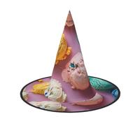 VPPUR Many Colored Ice Cream Print Halloween Witch Hat Unisex Carnival Costume Accessory Cap Parties Themed Events