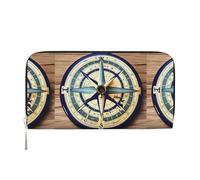VPPUR Maritime Sailboat Compass Print Hand Wallet Crafted Lady Wallet for Women Wallet Clutch for Travel Casual Trendy, Black, One Size, Art, Black, One Size, Art