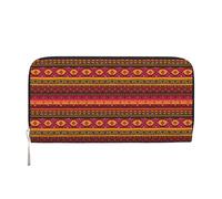 VPPUR Mexican Folk Art Boho Print Hand Wallet Crafted Lady Wallet for Women Wallet Clutch for Travel Casual Trendy, Black, One Size, Art, Black, One Size, Art